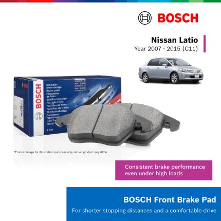 Bosch Front Brake Pads for Nissan Latio C11 (2007–2013)