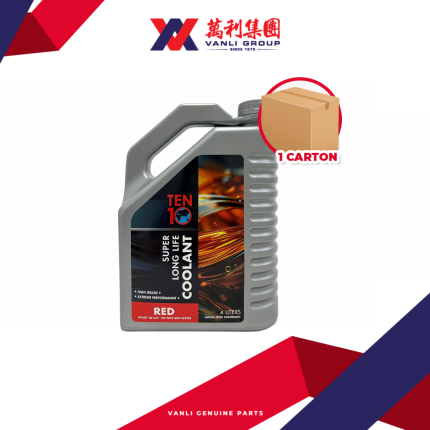 TEN10 Pre-Mixed Super Long Life Coolant 4L ( Red ) - 1 Carton = 6 Bottles