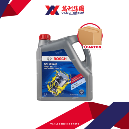 BOSCH  Mega X6 Semi Synthetic SN 10W40 Engine Oil (4 Litres) - 1 Carton = 4 Bottles