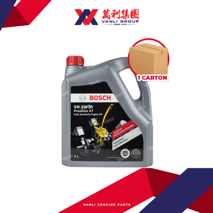 BOSCH Premium X7 Fully Synthetic SN 5W30 Engine Oil (4 Litres) - 1 Carton = 4 Bottles